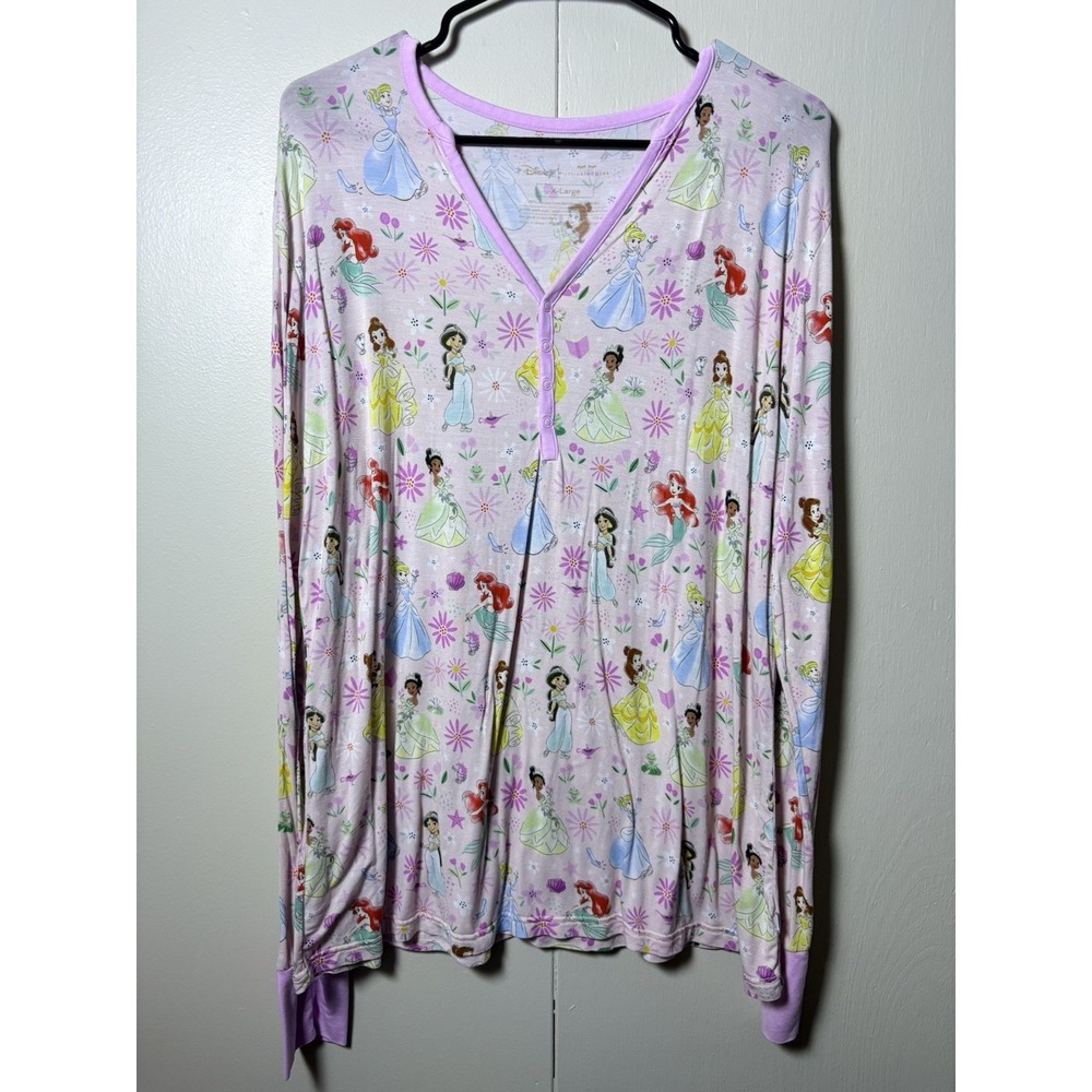 Little Sleepies Princess Pink Pajama Sleep Top XL Ariel Belle Jasmine Cinderella